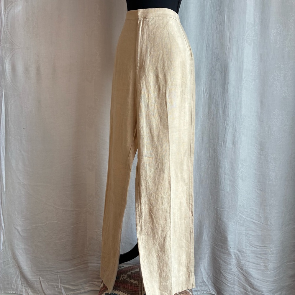 Polo Ralph Lauren Ivory Linen Wide-Legged High-Waist Pants Size 10